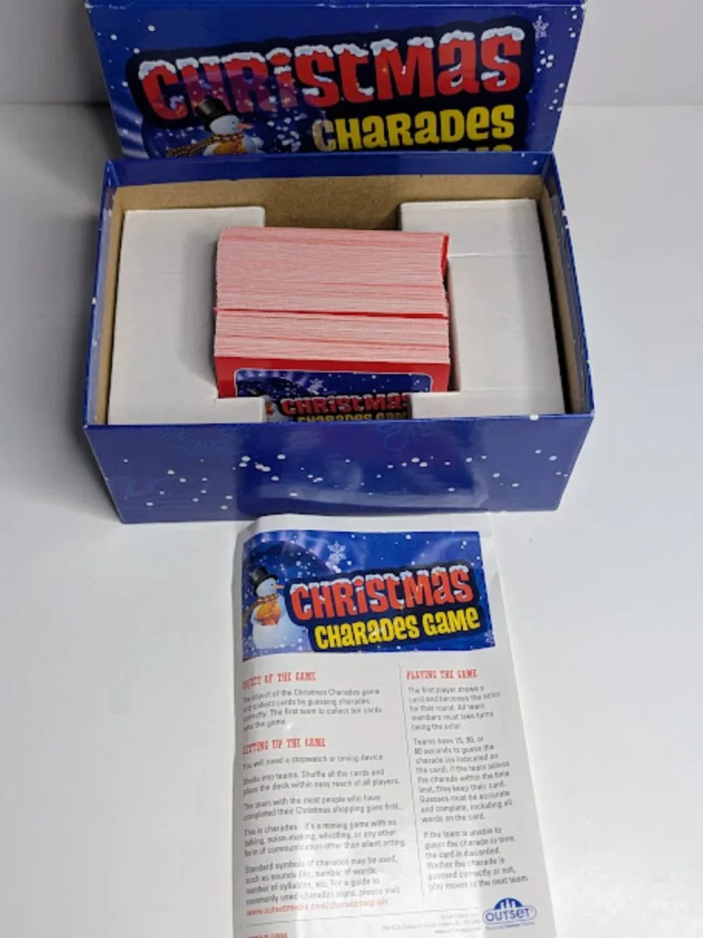 Outset Christmas Charades Game 220 Cards Family Holiday Party Game